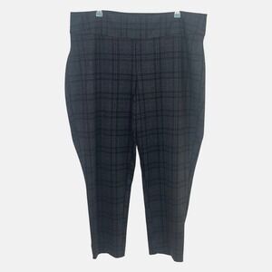 Zac & Rachel Woman‎ Slacks Pants Pull On Wide Band Gray Black Plaid Tartan 2X